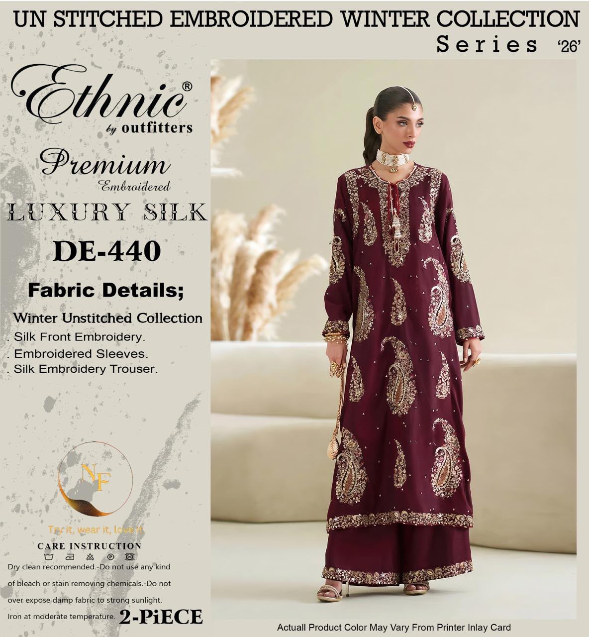 Dhanak embroidered luxury unstitched 2pc suit